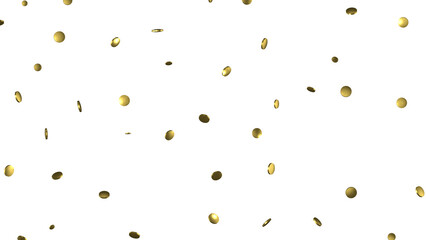 Gold confetti background, isolated on transparent background
