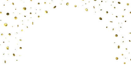 Gold confetti background, isolated on transparent background