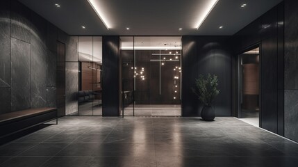 Obraz premium The use of minimalistic signage and entrance design adds to the clean, uncluttered aesthetic. AI generated illustration