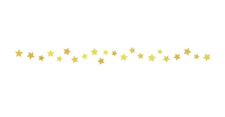 XMAS stars. Confetti celebration, Falling golden abstract decoration for party, birthday celebrate, (PNG transparent)