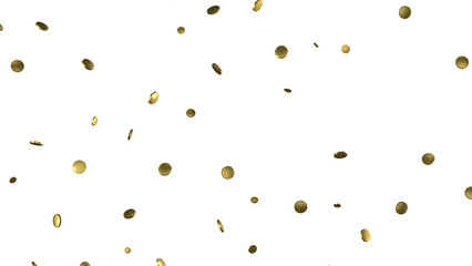 Gold confetti background, isolated on transparent background