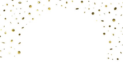 Gold confetti background, isolated on transparent background