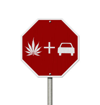 Dont do cannabis and drive message on red street stop sign