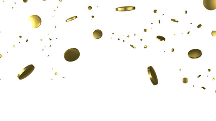 Glittering confetti on a transparent background. Holiday, birthday and Christmas decoration