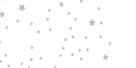 Silver stars confetti rain festive holiday background. Vector silver paper foil stars - png transparent