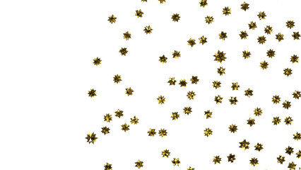 Stars - stars. Confetti celebration, Falling golden abstract decoration for party, birthday celebrate, (PNG transparent)