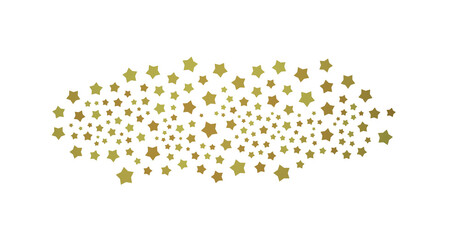 Banner with golden decoration. Festive border with falling glitter dust and stars.  (PNG transparent)