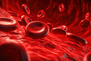 Red blood cells in vein,3d renderingScience background ,3D illustration