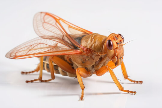 Image of a cicada on white background. Insect. Wildlife Animals. Illustration, Generative AI.