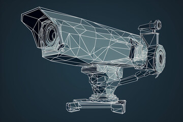 Fototapeta na wymiar Vector polygonal illustration of cctv camera security Generative AI