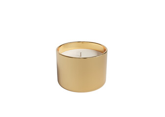 Open yellow gold candle jar isolated on transparent background 3D render