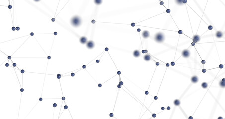 Multi color connected lines and dots network 3d illustration