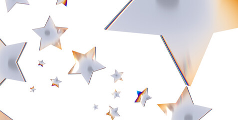 Silver stars border 3d - png transparent