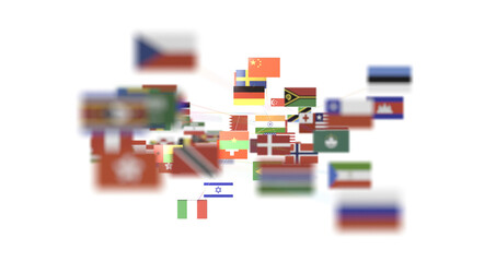 Europe counties flags - 3D realistic - PNG transparent