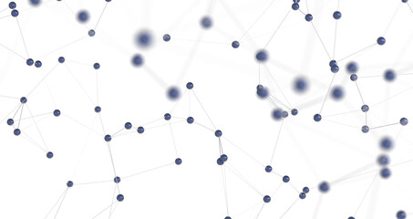 Big data visualization. Network connection structure with chaotic distribution of points and lines. 3D rendering.