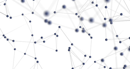Multi color connected lines and dots network 3d illustration