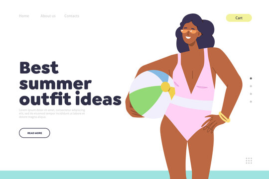 Fashion boutique online landing page offers best summer outfit idea for swimsuit and beach clothing Generative AI