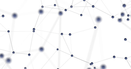 Big data visualization. Network connection structure with chaotic distribution of points and lines. 3D rendering.