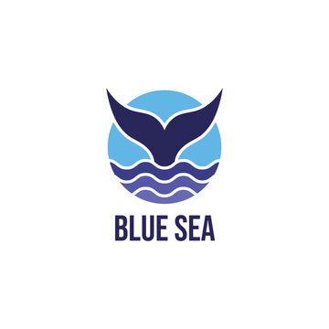 company logo with a combination of whale tail and water waves
