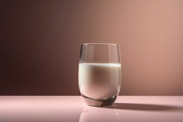 Glass of Milk on Soft Pink Pastel Background