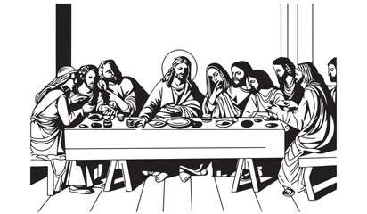 Jesus Christ The Last Supper. Vector illustration.