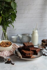 healthy breakfast with muesli and milk