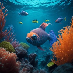 Fototapeta na wymiar Cute fish. Generative AI 