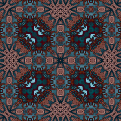 Square seamless patterns. Woven wonderful digital patterns. Modern fashion. Kaleidoscope