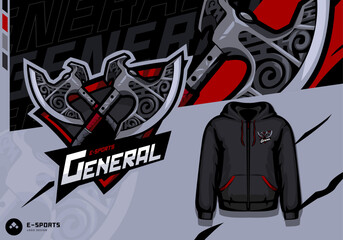 Vector Red double ax esports mascot logo