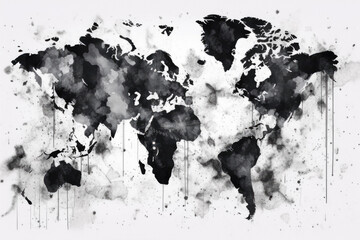 Obraz premium Artistic Atlas Of The World Is A Colorful And Abstract Map Illustration Created Using Artificial Intelligence Continents And Countries Are Presented In A Unique Art Style, Including Ink Splatter