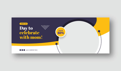 Happy Mothers Day Facebook Cover Web Banner Template.