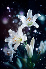 Obraz na płótnie Canvas white lily flower. Fantasy floral. AI generated
