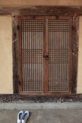 Korean Traditional house room doors and rubber shoes