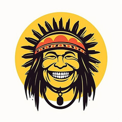 Icon Symbol als Zeichung Indianer lacht, ai generativ