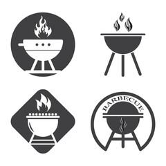 BBQ grill simple and symbol icon with smoke or steam logo