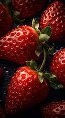 Fresh strawberries seamlessly lined together.   Created with Generative AI Technology. 