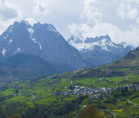 Village and circus of Lescun in the Aspe Valley, Pyrenees of France