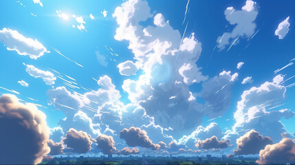 Fototapeta 夏の青空と星のファンタジー雲背景 obraz