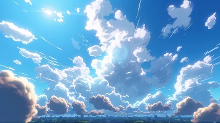 Tuinposter 夏の青空と星のファンタジー雲背景 © rrice