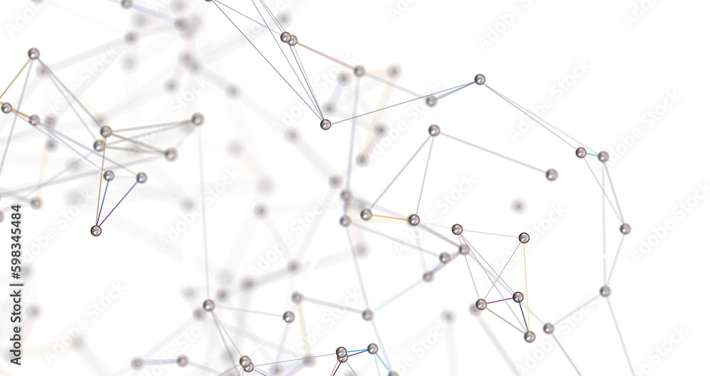 Poster Abstract connected dots and lines. Concept of AI technology, Motion of digital data flow.  PNG transparent