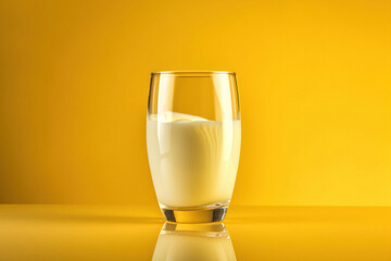 Vibrant Glass of Milk on Yellow Studio Backdrop