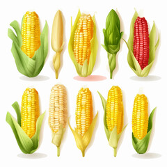 Illustration of a Corn on the cob with melted butter