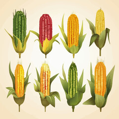 Vector illustration of a Corn plant growing from a seed
