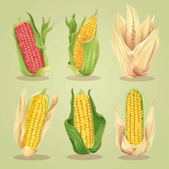 Vector illustration of a Cornucopia overflowing with Corn and other fruits and vegetables