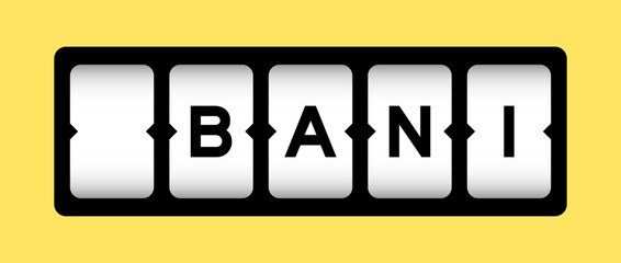 Black color in word BANI (Brittle, Anxious, Non-linear and Incomprehensible) on slot banner with yellow color background