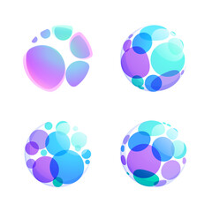 Multicolor fintech logo. Abstract sphere icon. Gradients inside circle. Vector colorful lilac emblem.