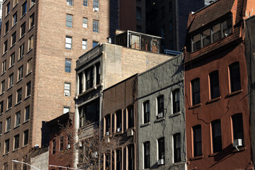 Fototapeta premium Row of Colorful Old Buildings in Murray Hill in Midtown Manhattan of New York City