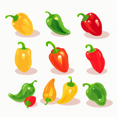 Fototapeta na wymiar A pack of vector pepper illustrations, ready to spice up your projects.