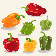 A pack of vector pepper illustrations, perfect for food-related designs.