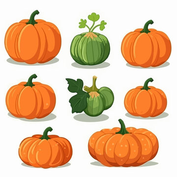 Set of vector illustrations featuring pumpkin slices and seeds, perfect for adding a touch of autumn to your designs.